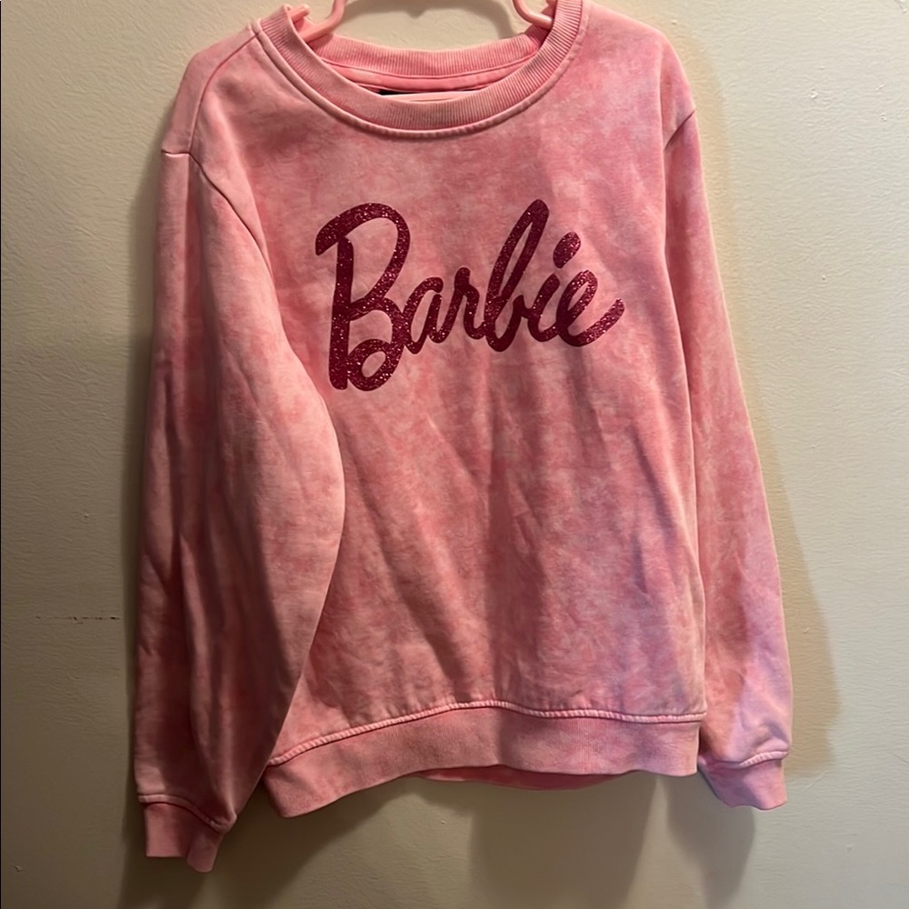 Barbie Pink Crew Neck Sweater Soft Velour